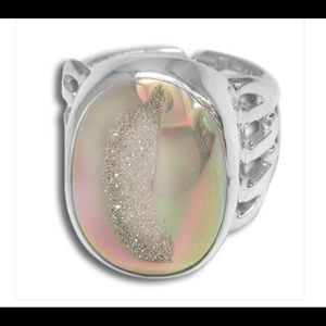 SAJEN Sterling Silver Opalized Window Druzy Ring